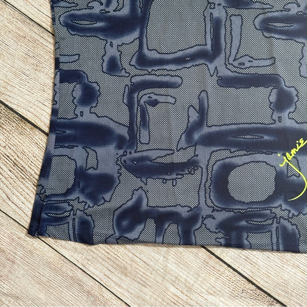 Jamie Sadock size small blue neon yellow patterned polo short sleeve shirt - Picture 5 of 13
